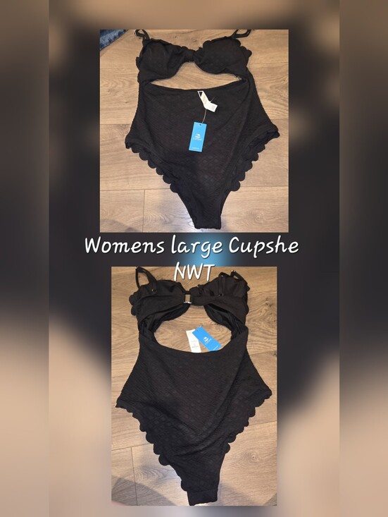 Cupshe Other - Cupshe Black Scallop One-Piece Swimsuit Large
